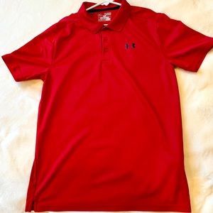 Under Armour Boys Loose Fit HeatGear red polo shirt